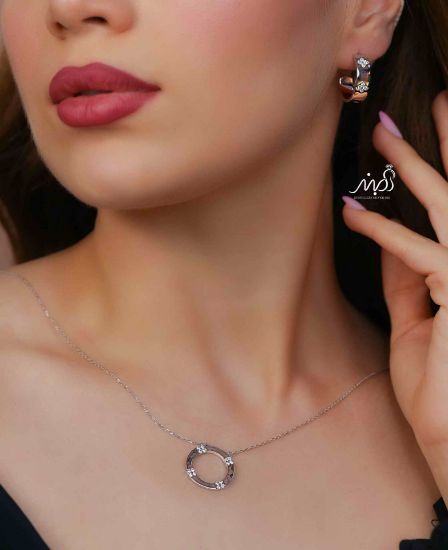 💍نیم ست جواهری (گردنبند و گوشواره ) خاص و زیبا ، نقره عیار 925( N_4388)