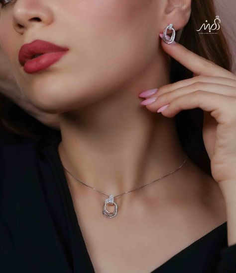 💍نیم ست جواهری (آويز و گوشواره ) خاص و زیبا ، نقره عیار ۹۲۵( N_4395)