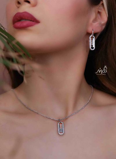 	💍نیم ست جواهری (آويز و گوشواره ) خاص و زیبا ، نقره عیار ۹۲۵( N_4394)