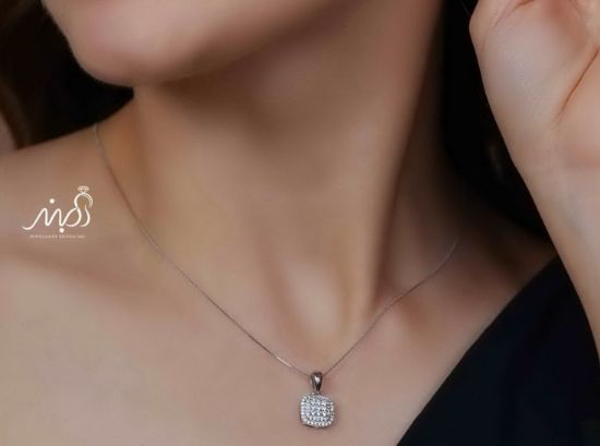 💍نیم ست جواهری مربعی (آويز و گوشواره ) خاص و زیبا ، نقره عیار ۹۲۵( N_4399)
