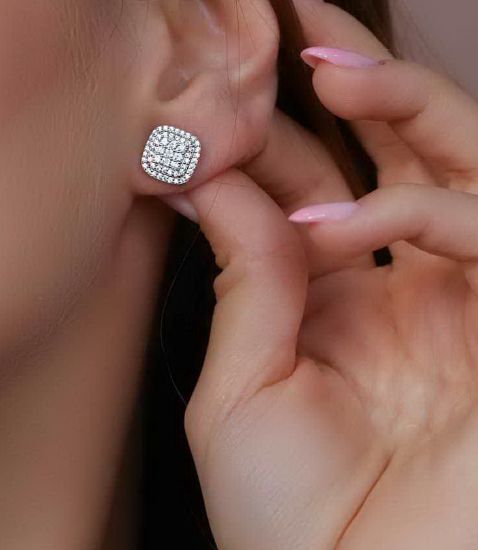 💍نیم ست جواهری مربعی (آويز و گوشواره ) خاص و زیبا ، نقره عیار ۹۲۵( N_4399)
