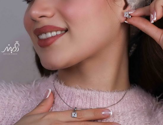 💍نیم ست جواهری(آويز و گوشواره) خاص و زیبا ، نقره عیار ۹۲۵( N_4358)