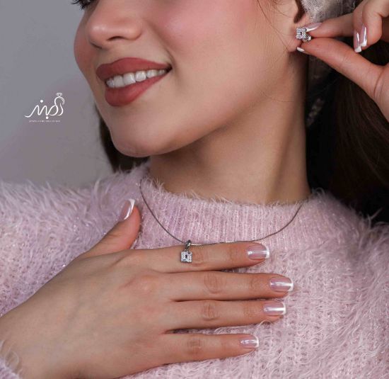 💍نیم ست جواهری(آويز و گوشواره) خاص و زیبا ، نقره عیار ۹۲۵( N_4358)