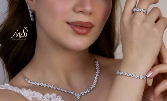 💍سرويس جواهری خاص و زيبا(گردنبند ، گوشواره ، دستبند،انگشتر) نقره عیار 925 (S_6040)‌‌‌‌‌‌ ‌
