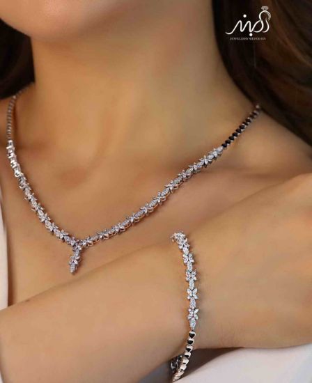 💍سرويس جواهری خاص و زيبا(گردنبند ، گوشواره ، دستبند ) نقره عیار 925 (S_6055)‌‌‌‌‌‌ ‌