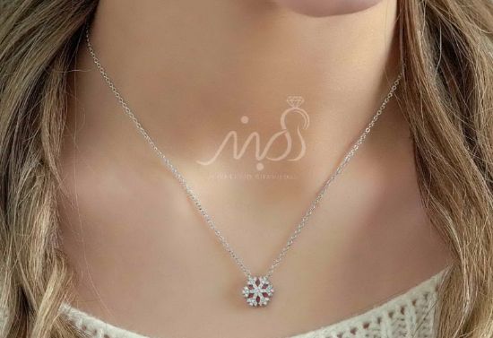 💍گردنبند طرح جواهر دونه برف ؛ با طراحی زیبا و ظریف نقره عیار ۹۲۵ با روکش طلا سفید‌‌‌‌‌‌‌(G_3059)