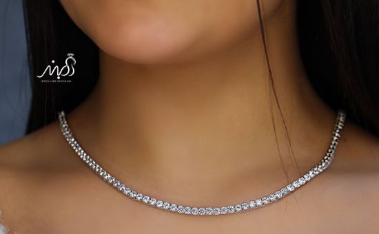 💍گردنبند طرح جواهر پرطرفدار تنیسی ؛ نقره عیار 925 (G_3211)