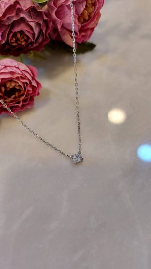 💍گردنبند تک نگین خاص و زیبا نقره عیار ۹۲۵ (G_3141)