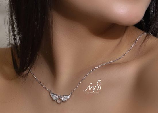 💍گردنبند جواهري حلقه بالدار خاص و زیبا ، نقره عیار ۹۲۵ (G_3212)‌‌‌‌‌‌