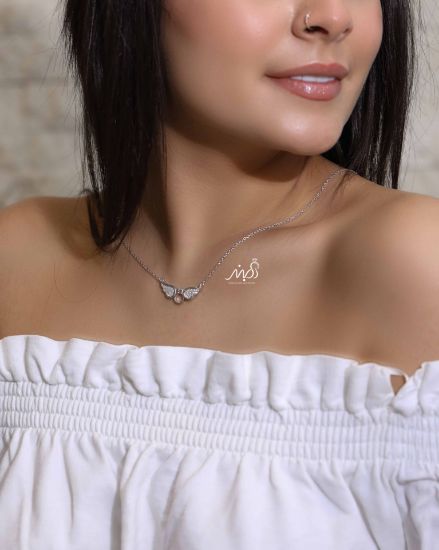 💍گردنبند جواهري حلقه بالدار خاص و زیبا ، نقره عیار ۹۲۵ (G_3212)‌‌‌‌‌‌