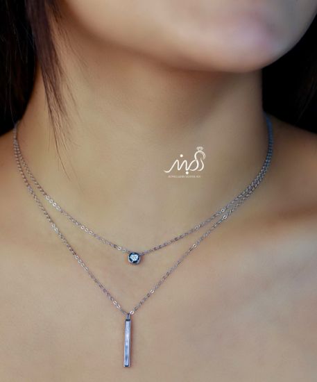 💍گردنبند جواهري دو لاين خاص و زیبا ، نقره عیار 925 (G_3229)‌‌‌‌‌‌