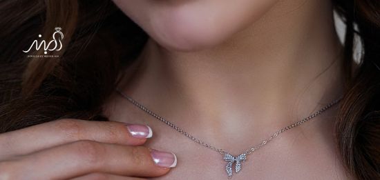 💍گردنبند جواهري پاپیونی خاص و زیبا ، نقره عیار ۹۲۵ (G_3247)‌‌‌‌‌‌
