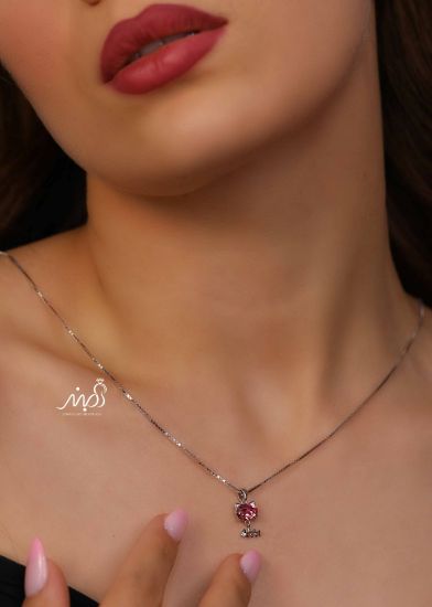 💍گردنبند جواهری گربه با نگین صورتی ، خاص و زیبا ، نقره عیار ۹۲۵ (G_3270)‌‌‌‌‌‌
