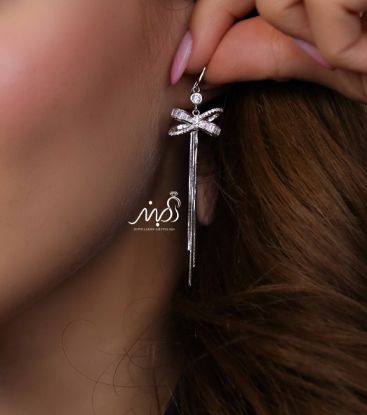 💍گوشواره جواهری آويزی پاپیوني ؛ با طراحي زيبا نقره عیار ۹۲۵ (E_5048)