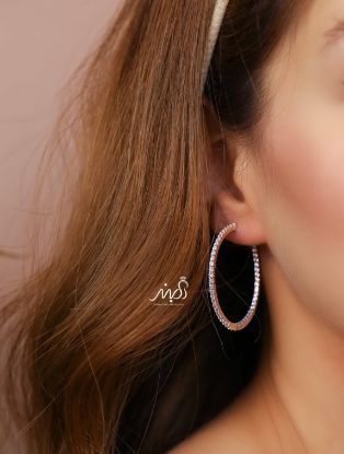 💍گوشواره جواهری حلقه ای ؛ با طراحي زيبا نقره عیار ۹۲۵ (E_5060)