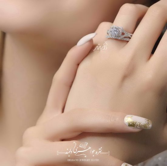 💍 حلقه و پشت حلقه جواهری طرح فلاور ؛ طرح Verragio نقره عیار ۹۲۵