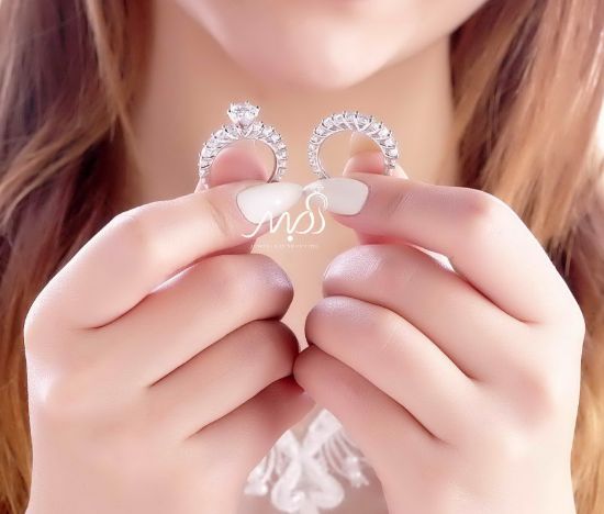 💍حلقه و پشت حلقه جواهری دورنگین آمریکایی ، Round-cut ( گرد ) ؛ با طراحی خاص و زیبا نقره عیار ۹۲۵ با روکش طلا سفید(P_2023)‌‌‌‌‌‌‌ ‌‌