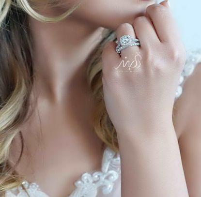 💍 حلقه و پشت حلقه جواهری نگین کوسنی ( Cushion_cut) ؛ با طراحی Verragio نقره عیار ۹۲۵(P_2039)