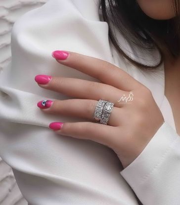 💍حلقه و پشت حلقه جواهری ، خاص و زیبا نقره عیار ۹۲۵(P_2042)