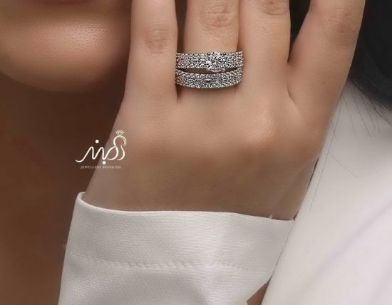 💍حلقه و پشت حلقه جواهری ، خاص و زیبا نقره عیار ۹۲۵(P_2043)