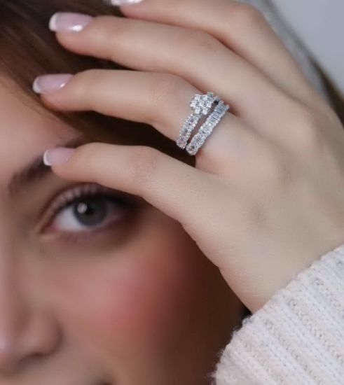💍حلقه و پشت حلقه جواهری ، خاص و زیبا نقره عیار 925(P_2047)