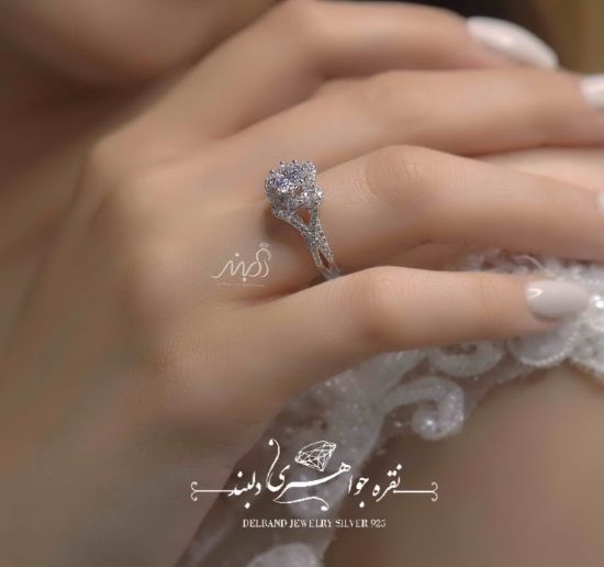 💍انگشتر سولیتر جواهری طراحی Verragio نگین Round-cut ؛ با طراحی خاص و زیبا نقره عیار 925 با روکش طلا سفید‌‌‌‌‌‌‌ ‌‌و داخل رکاب رزگلد(R_1006)