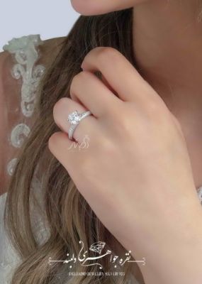 💍انگشتر جواهری سوليتر ؛ با طراحی خاص و زیبا نقره عیار ۹۲۵ (R_1083)