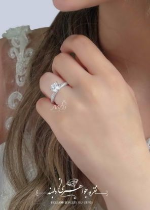 💍انگشتر جواهری سوليتر ؛ با طراحی خاص و زیبا نقره عیار ۹۲۵ (R_1083)