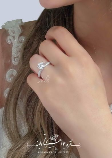 💍انگشتر جواهری سوليتر ؛ با طراحی خاص و زیبا نقره عیار ۹۲۵ (R_1083)