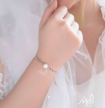 	💍دستبند جواهری ظریف و زیبا با مروارید پرورشی با قفل کرواتی نقره عیار ۹۲۵ با روکش طلا سفید‌‌‌‌‌‌‌