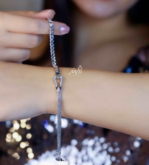 💍دستبند جواهری کارتیر خاص و زیبا ، نقره عیار 925 (D_7134)
