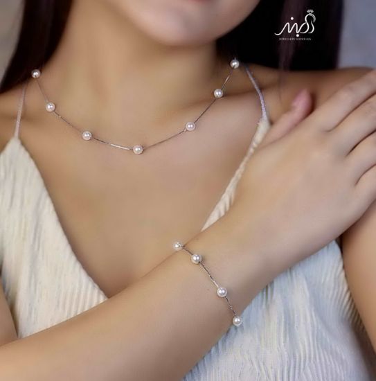 	💍دستبند جواهری مرواريدی خاص و زیبا ، نقره عیار 925 (D_7143)