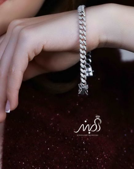 💍دستبند جواهری کارتیر لاکچری خاص و زیبا ، نقره عیار 925 (D_7161)