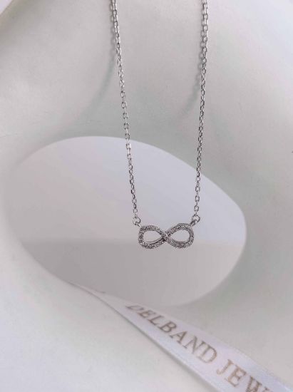 💍گردنبند طرح جواهر بی نهایت نماد عشق نقره عیار 925 (G_3061)	