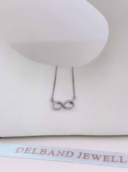 💍گردنبند طرح جواهر بی نهایت نماد عشق نقره عیار 925 (G_3061)	