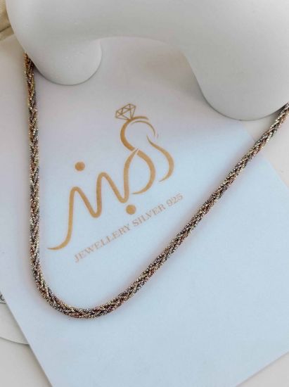 💍گردنبند جواهری طلايي خاص و زیبا ، نقره عیار 925 (G_3289)‌‌‌‌‌‌	