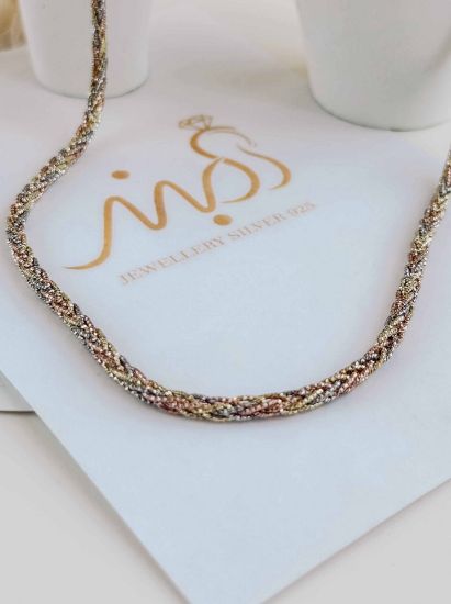 💍گردنبند جواهری طلايي خاص و زیبا ، نقره عیار 925 (G_3289)‌‌‌‌‌‌	