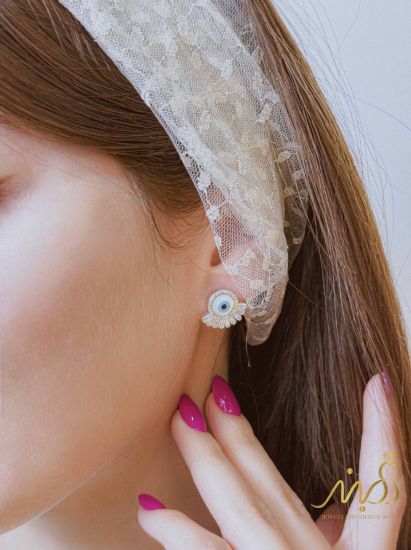 💍گوشواره چشم نظر،جذاب و زیبا نقره عيار 925(E_5018)‌‌‌‌	