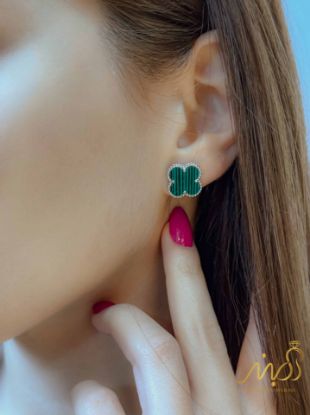 💍گوشواره ونکلیف سبز خاص و زیبا ، نقره عیار ۹۲۵ (E_5064)‌‌‌‌‌‌