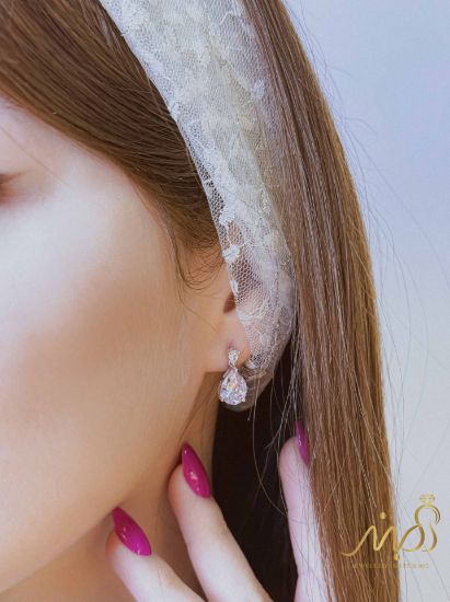 💍نیم ست جواهری با نگین اشکی صورتی خاص و زیبا ، نقره عیار ۹۲۵( N_4331)	