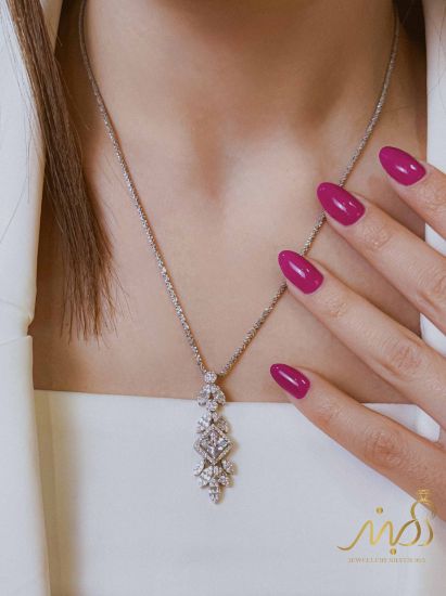 💍نیم ست جواهری (آويز و گوشواره) خاص و زیبا ، نقره عیار ۹۲۵( N_4335)	