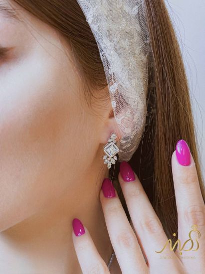 💍نیم ست جواهری (آويز و گوشواره) خاص و زیبا ، نقره عیار ۹۲۵( N_4335)	
