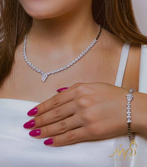 💍سرويس جواهری خاص و زيبا(گردنبند ، گوشواره ، دستبند ) نقره عیار 925 (S_6053)‌‌‌‌‌‌ ‌