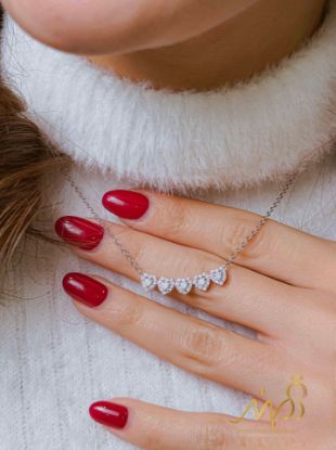 💍گردنبند جواهری 5 قلب ،  نقره عیار ۹۲۵ (G_3308)