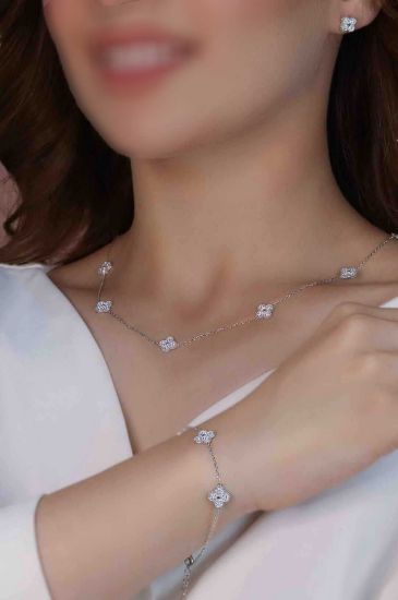 💍سرويس جواهری ونکلیف (گردنبند ، گوشواره ، دستبند ) نقره عیار 925 (S_6058)‌‌‌‌‌‌ ‌