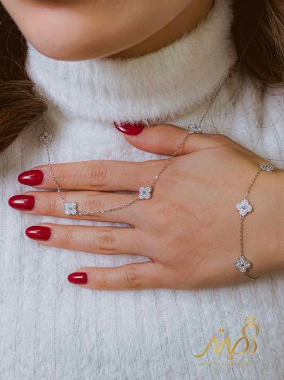 💍سرويس جواهری ونکلیف خاص و زيبا(گردنبند ، گوشواره ، دستبند و انگشتر) نقره عیار 925 (S_6059)‌‌‌‌‌‌ ‌
