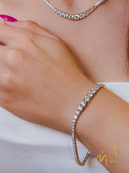 💍سرويس جواهری تنیسی (گردنبند ، گوشواره ، دستبند و انگشتر) نقره عیار 925 (S_6061)‌‌‌‌‌‌ ‌