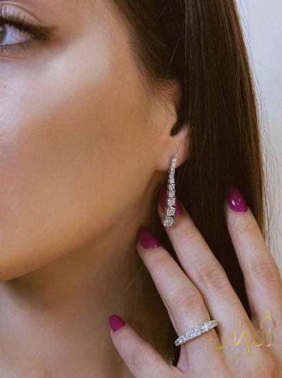 💍سرويس جواهری تنیسی (گردنبند ، گوشواره ، دستبند و انگشتر) نقره عیار 925 (S_6061)‌‌‌‌‌‌ ‌
