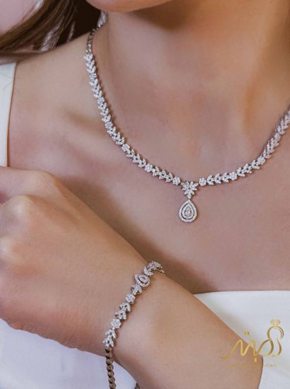 💍سرويس جواهری (گردنبند ، گوشواره ، دستبند ) نقره عیار 925 (S_6066)‌‌‌‌‌‌ ‌