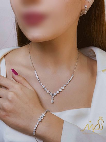 💍سرويس جواهری (گردنبند ، گوشواره ، دستبند و انگشتر) نقره عیار 925 (S_6070)‌‌‌‌‌‌ ‌